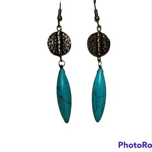 2" Long Tourquoise Dangle Pierced Earrings
